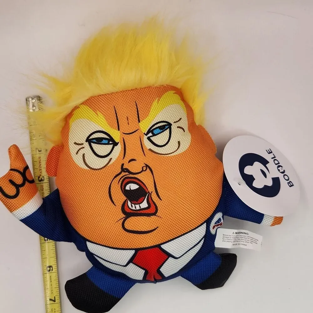Trump Plush Pet Toy Funny Political Parody Dog Cat Squeaky Chew Toy